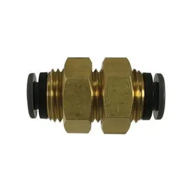 Midland Industries 820800C - Bulkhead Union, 1/2" Push" Tube x 1/2" Push" Tube, Composite