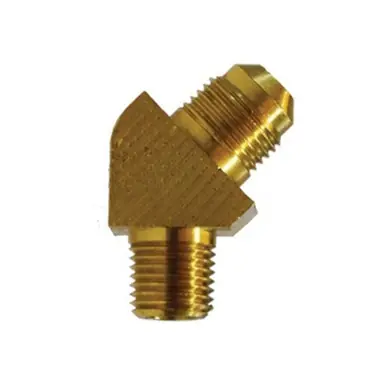 Midland Industries 10453B - 45° Barstock Elbow, 3/8" Male SAE 45° Flared x 3/8" NPT(M)F, Brass
