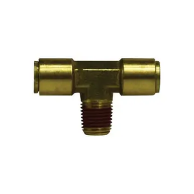 Midland Industries 720302 - Branch Tee, 3/16" Push-In x 3/16" Push-In x 1/8" MIP, Brass