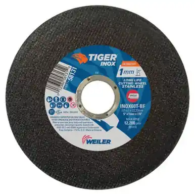 WEILER 58131 Tiger-ox Ultracut Thin Cutting Wheel 5" 7/8" Arb. 60 12200RPM 50/PK (50pk)