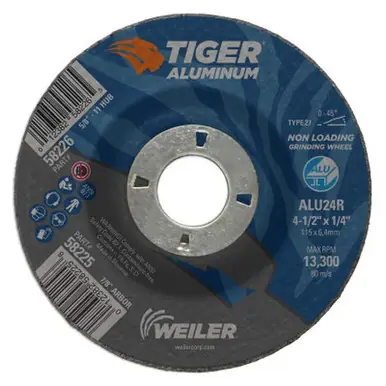WEILER 58225 Aluminum Combo Wheels 4-1/2" x 7/8" Arbor T27 24 Grit Alum. Oxide