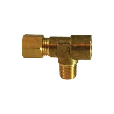 Midland Industries 18307 - Tee, 1/4" Compression x 1/8" FIP x 1/8" MIP, Brass