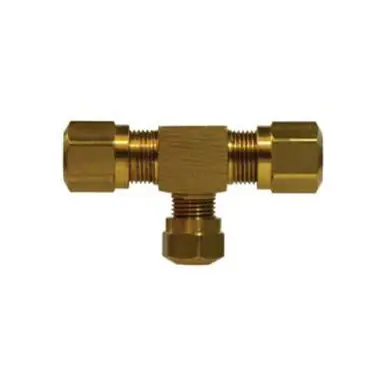 Midland Industries 38049 - Reducing Branch Tee, 3/8" Tube OD x 3/8" Tube OD x 1/4" Tube OD, Brass