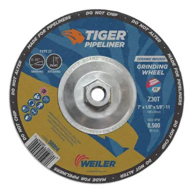 WEILER 58094 7" X 1/8" Tiger Pipeliner, Z30T, Type 27, 5/8"-11 Nut