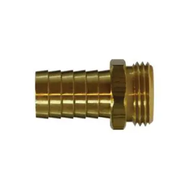 Midland Industries 30039 - Straight Male End Hex Adapter, 3/8" Garden Hose Barbed x 3/4" MGH, Brass