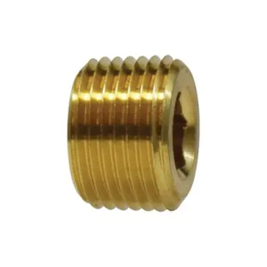 Midland Industries 109AL-8 - Countersunk Hex Plug, 1/2" MIP x 1/2" FIP, Brass