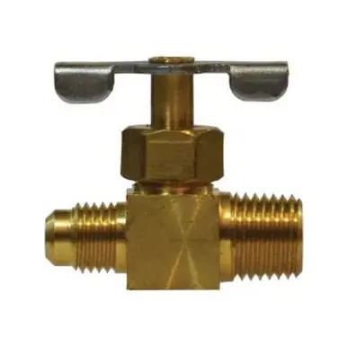 Midland Industries 709104-0404 - Needle Valve, 1/4 x 1/4" Nominal, Flared x MIP, Brass Body