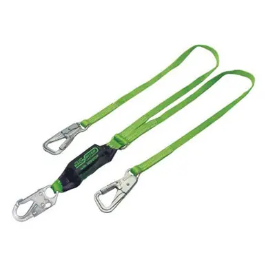 Honeywell 8798B/6FTGN BackBiter Tie-Back Lanyard, 6 ft, Locking Snap Hooks, 310 lb Cap., 2 Legs