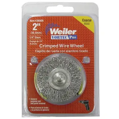 WEILER 36009 VortecPro Stem Mounted Crimped Wire Wheel 2" D .014 Steel