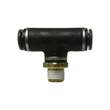 Midland Industries 720406SC - Fixed Branch Tee, 1/4" Push-In x 3/8" Push-In x 1/4" MIP, Composite