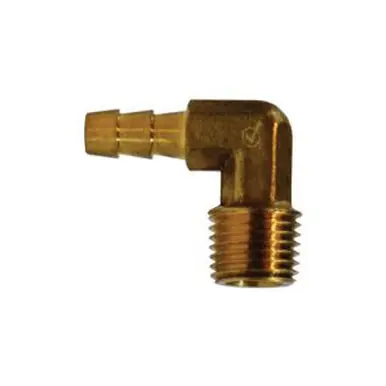 Midland Industries 32309LF - 90° Barstock Elbow, 1/4" Hose Barbed x 3/8" MIP, Brass