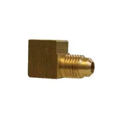 Midland Industries 10319B - 90° Barstock Elbow, 3/8" Male Flared x 1/4" NPT(F)F, Brass