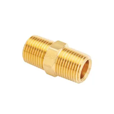 Midland Industries 23325X1 - SAE Pattern Hex Nipple, 1/16" MPT x 1/16" MPT, 0.97", Brass