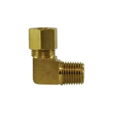 Midland Industries 18228B - 90° Barstock Elbow, 5/16" Tube OD x 1/8" Male NPTF, Brass
