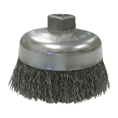 WEILER 36036 VortecPro Crimped Wire Cup Brush 4" Dia 5/8-11 0.02" Carbon Steel