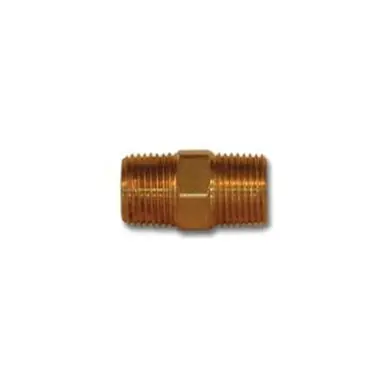 Midland Industries LF123-62 - Reducing Hex Nipple, 3/8" MPT x 1/8" MPT, 1.11" Brass