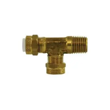 Midland Industries 20314 -Poly-Flo Run Tee, 1/2" Tube OD x 1/2" Tube OD x 3/8" NPT(M)F, Brass