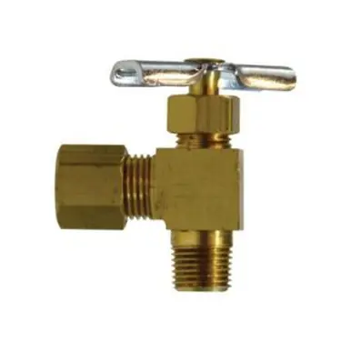 Midland Industries 46012 - 90° Needle Valve, 1/4 x 1/4" Nominal, Compression x MPT, 150 psi Pressure