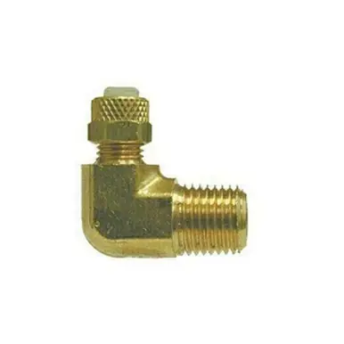 Midland Industries 20290L - 90° Long Elbow, 1/4" Flareless Tube x 1/4" MIP, Brass