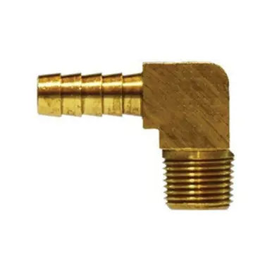 Midland Industries 32046B - 90° Barstock Elbow, 3/8" Hose Barbed x 1/8" MIP, Brass