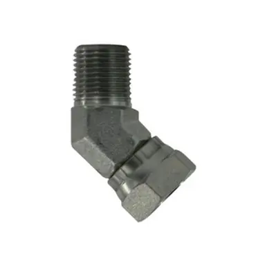 Midland Industries 150368 - 45° Swivel Elbow Adapter, 3/8" MPT x 1/2" FNPSM, Steel