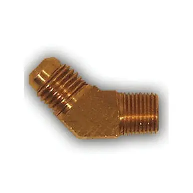 Midland Industries 254X6 - 45° Barstock Elbow, 3/8" SAE 45° Male Flared x 1/4" MPT, Brass