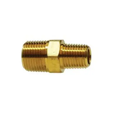Midland Industries 23325X6X4 - Reducing Hex Nipple, 3/8" MPT x 1/4" MPT, 1.41" Brass