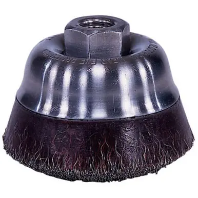 WEILER 35406 Polyflex Crimped Wire Cup Brush 3 1/2" 5/8-11 UNC Arbor .014" Steel