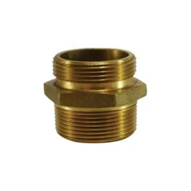 Midland Industries 444040 - Fire Hose Hex Nipple, 1-1/2" NPT x 1-1/2" NST, Brass