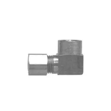 Midland Industries 18254B - 90° Barstock Elbow, 1/4" Compression x 1/4" NPT(F)F, Brass