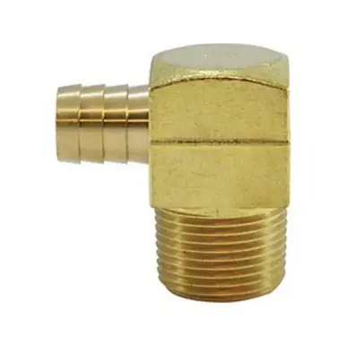 Midland Industries 32330 - 90° Square Barstock Brazed Elbow, 3/4" Hose Barbed x 1" MIP, Brass