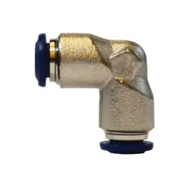 Midland Industries 20152N - 90° Union Elbow, 1/4" Push-In x 1/4" Push-In, Brass, Nickel-Plated