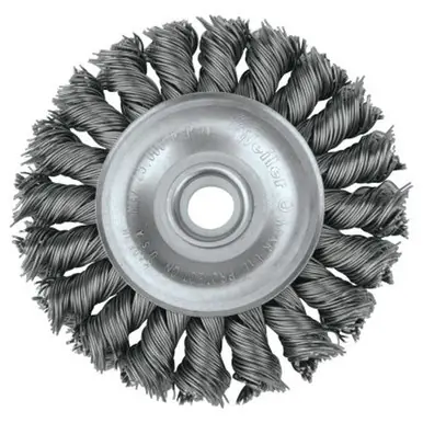 WEILER 08004 Standard Twist Knot Wire Wheel 3" x 3/8" W .0118 Steel 1/2-3/8 Arb.