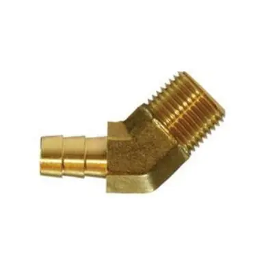 Midland Industries HE1-45-8B - 45° Elbow, 1/2" Hose Barbed x 1/4" MPT, Brass