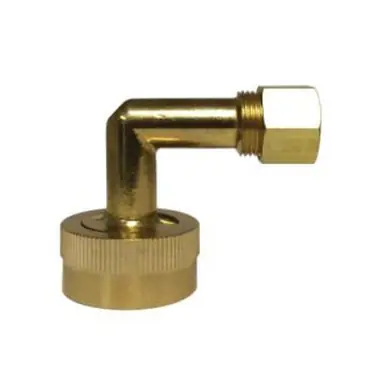Midland Industries 30056 - 90° Dishwasher Elbow w/ Nut & Sleeve, 3/4" FGH x 3/8" Compression, Brass