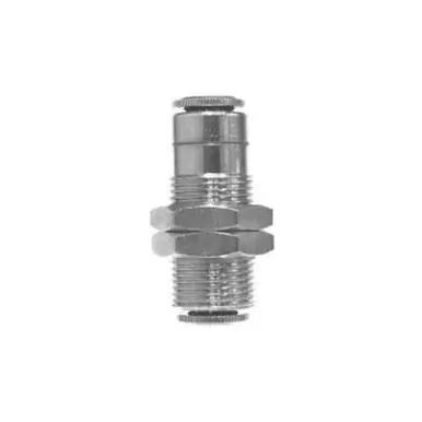 Midland Industries 20127N - Bulkhead Union, 1/4" Push-In x 1/4" Push-In, Brass, Nickel-Plated
