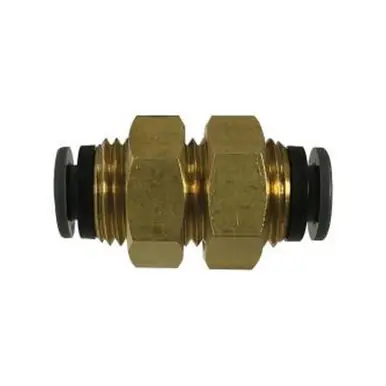 Midland Industries 820600C - Bulkhead Union, 3/8" Push" Tube x 3/8" Push" Tube, Composite