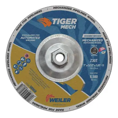 WEILER 58068 7" X 3/32" Tiger Mechanized Pipeliner, Z30T, Type 27, 5/8" -11 Nut