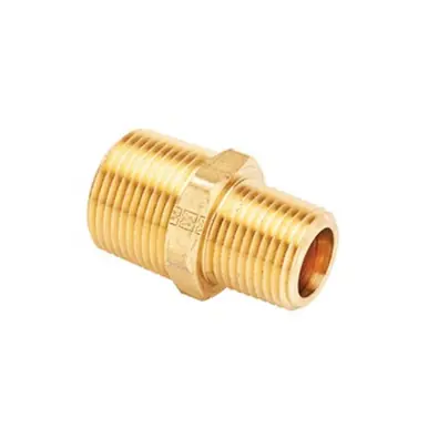 Midland Industries 23325X12X8 - Reducing Hex Nipple, 3/4" MPT x 1/2" MPT, Brass