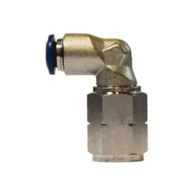 Midland Industries 20089N - 90° Swivel Elbow, 1/4" Push-In x 1/8" FIP, Brass, Nickel-Plated