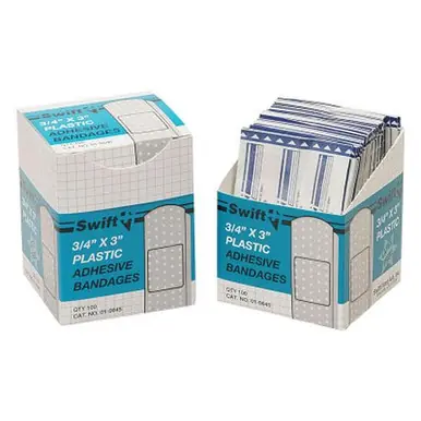Honeywell 010045 Adhesive Bandages, 3/4" x 3 in Strips, Plastic