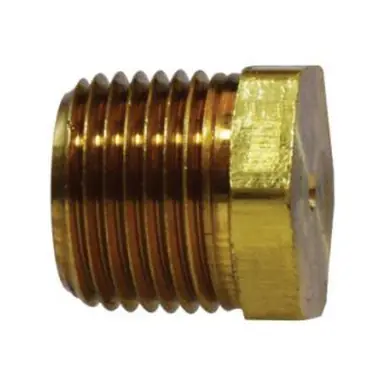 Midland Industries 28204S - Solid Hex Head Plug, 1/2" NPTF, 0.81" Brass