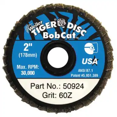 WEILER 50924 Bobcat Flap Disc, Zirconium, 2" Dia., 60 Grit (10pk)