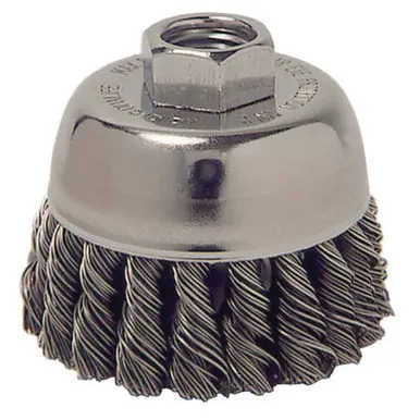 WEILER 13021 Single Row Heavy-Duty Knot Wire Cup Brush 2-3/4" 3/8-24 .014 Steel
