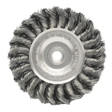 WEILER 08284 Standard Twist Knot Wire Wheel 4" D x 1/2" W .0118" Stainless Steel (10pk)
