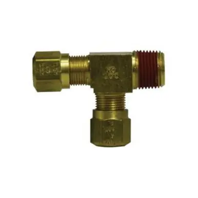 Midland Industries 38126 - Run Tee, 1/4" Tube OD x 1/4" Male NPTF x 1/4" Tube OD, Brass
