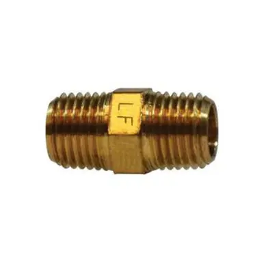 Midland Industries 706123-0806 - Reducing Hex Nipple, 1/2" MPT x 3/8" MPT, 1.41" Brass