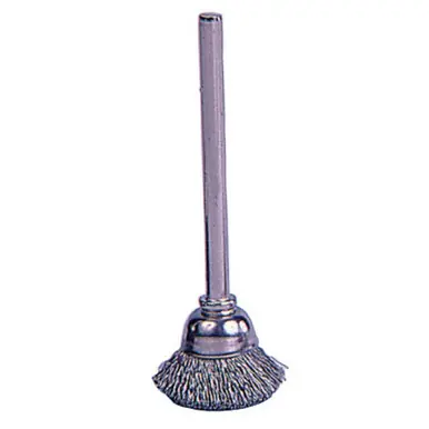 WEILER 26071 Miniature Stem-Mounted Cup Brush, 5/8" Dia., .003" Steel Wire