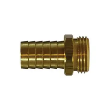 Midland Industries 30040 - Straight Male End Hex Adapter, 1/2" Garden Hose Barbed x 3/4" MGH, Brass