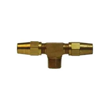 Midland Industries 38278 - Branch Tee, 3/8" Tube OD x 3/8" Male NPTF x 1/4" Male NPTF, Brass